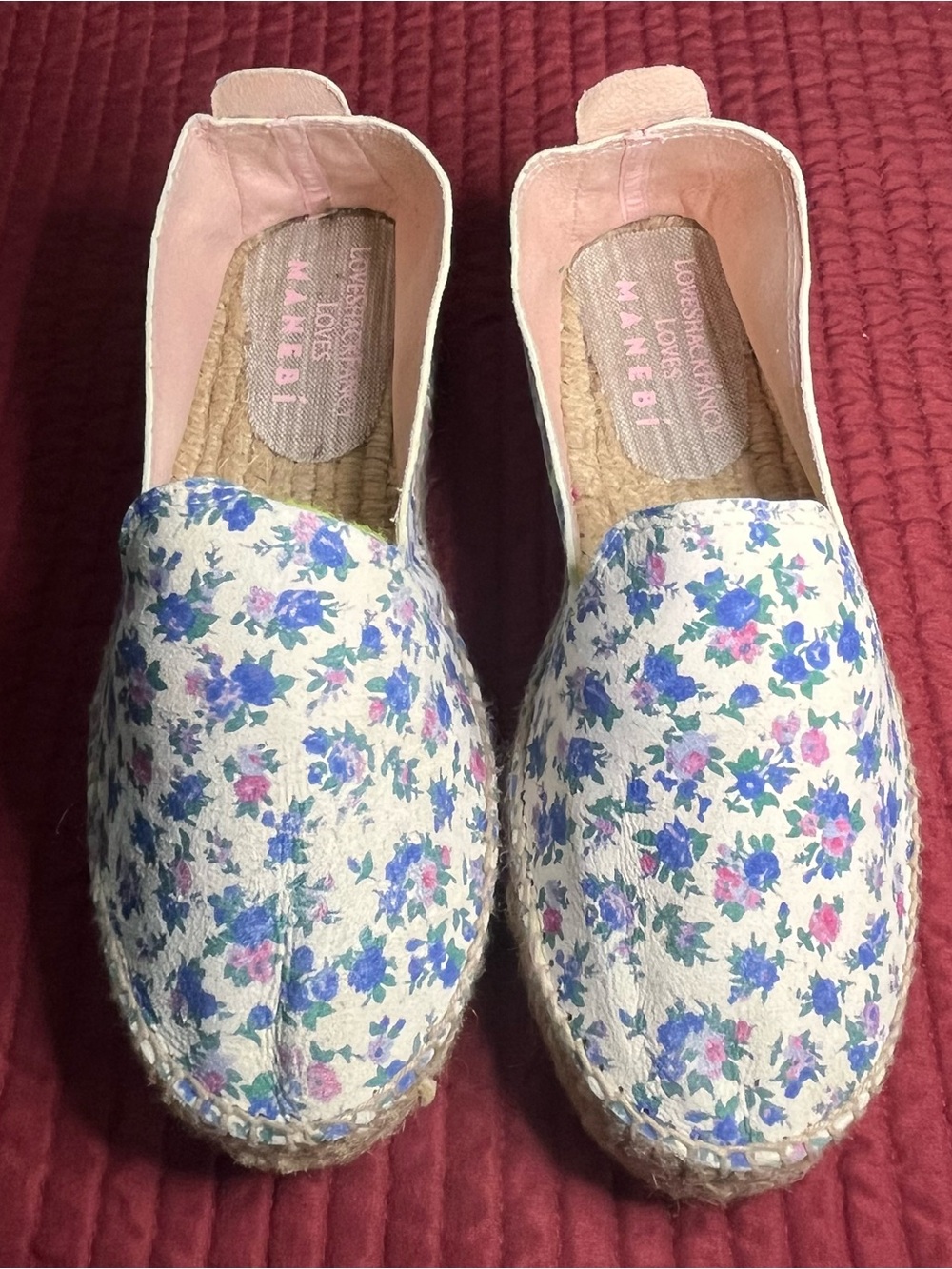 LoveShackFancy x Manebi Blue Jay Song Platform Espadrilles Size EU 38/US 8 *NEW*